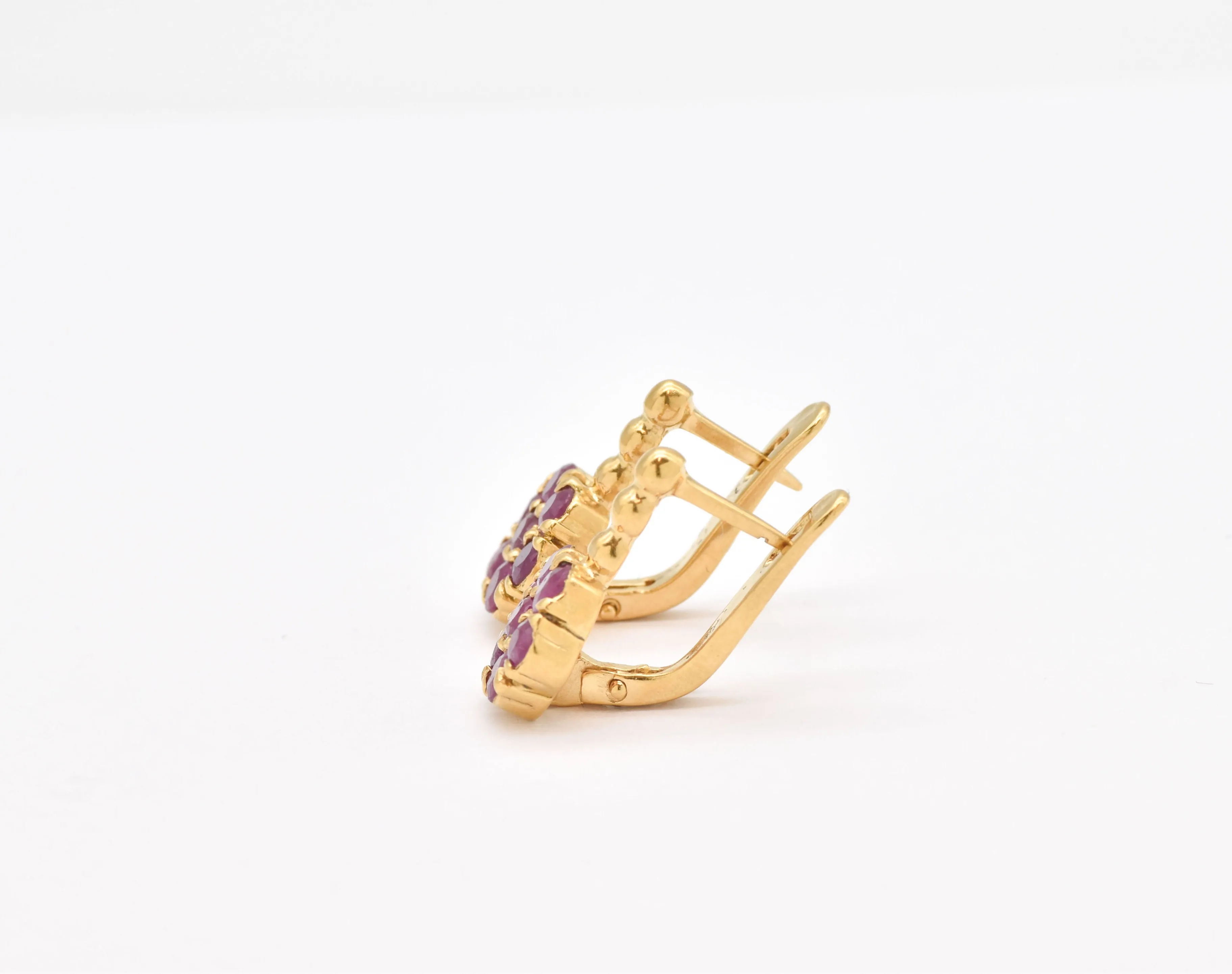 Ruby Gold Earrings - Flower Ruby Earrings - Gold Flower Earrings
