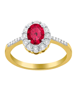 Ruby Ring - 14ct Yellow Gold Natural Ruby and Diamond Ring - 780322