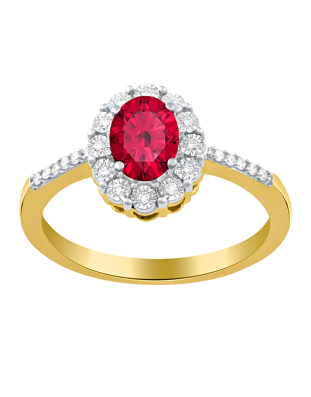 Ruby Ring - 14ct Yellow Gold Natural Ruby and Diamond Ring - 780322