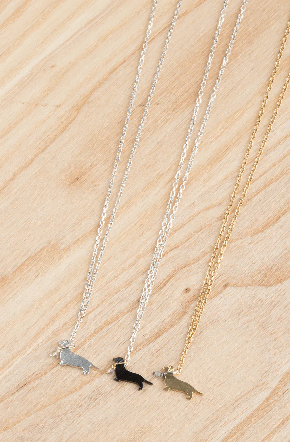 Sausage Dog On A Lead Necklace