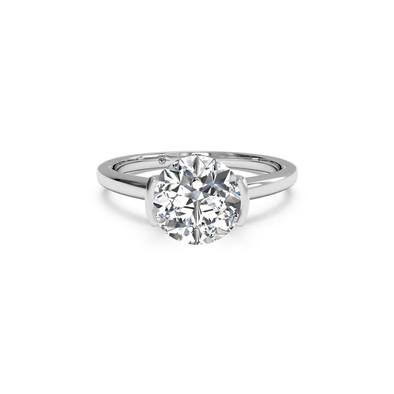 Semi-Bezel-Set Solitaire Round Brilliant Diamond Engagement Ring