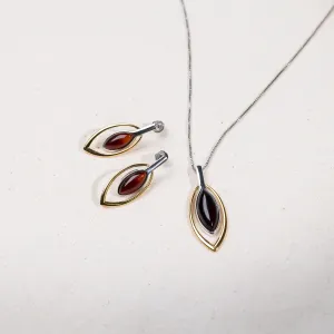 SIlver and Gold Vermeil Amber Leaf Set