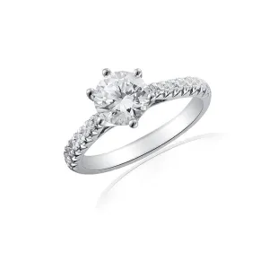 Six Prong Engagement Ring with Diamond Shank by Ron Rose at Regard Jewelry in Austin, Texas