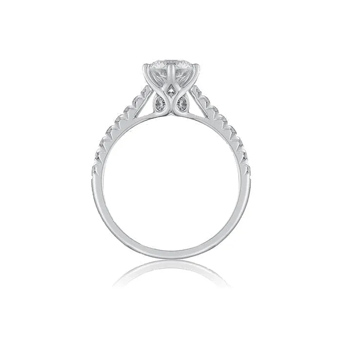 Six Prong Engagement Ring with Diamond Shank by Ron Rose at Regard Jewelry in Austin, Texas