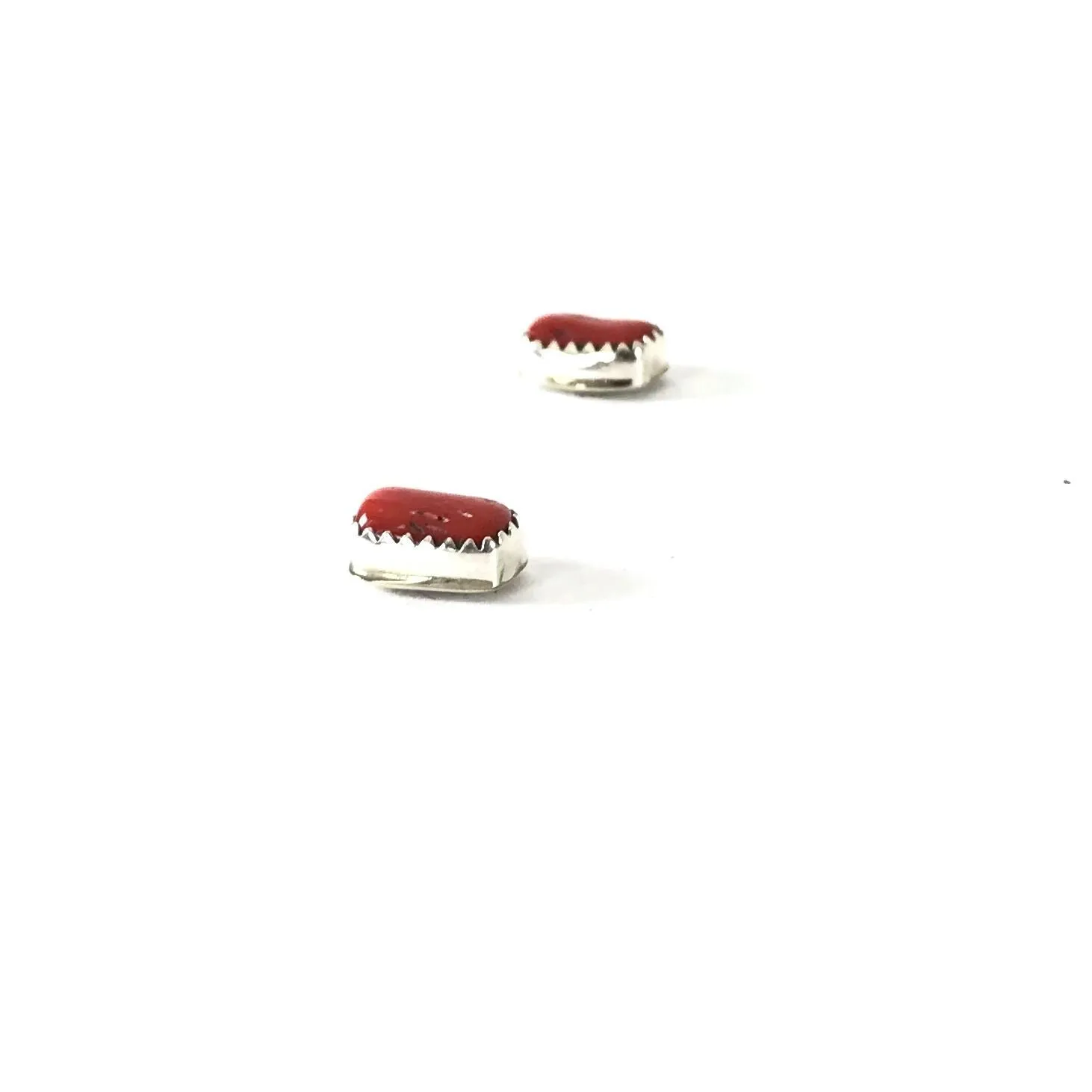 Small Rectangle Coral Post Earrings