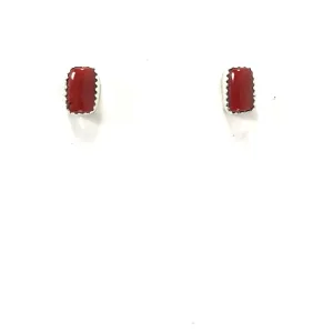 Small Rectangle Coral Post Earrings
