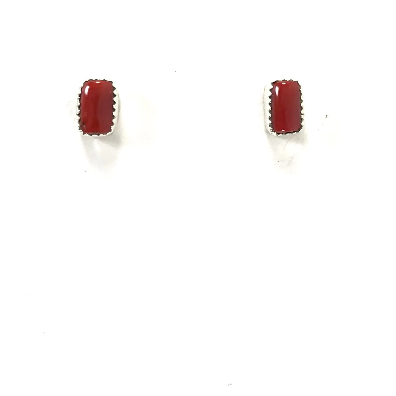 Small Rectangle Coral Post Earrings