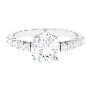 Solitaire Moissanite Engagement Ring with Side Stones