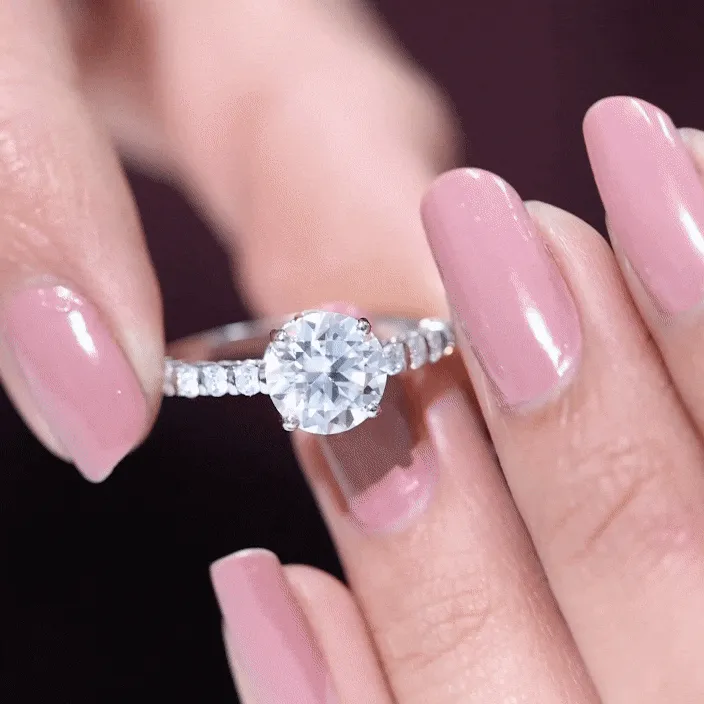 Solitaire Moissanite Engagement Ring with Side Stones