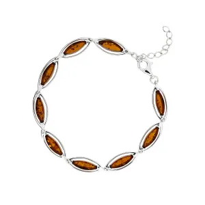 Sterling Silver and Amber Marquise Links Bracelet