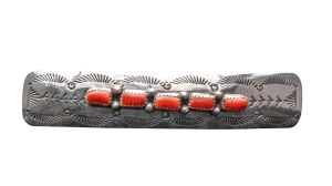 Sterling Silver Mediterranean Coral Barrette | Artisan Handmade