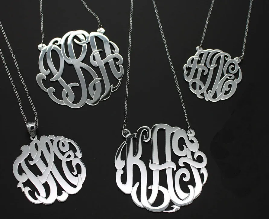 Sterling Silver Monogram Split Chain Necklace-Purple Mermaid Designs