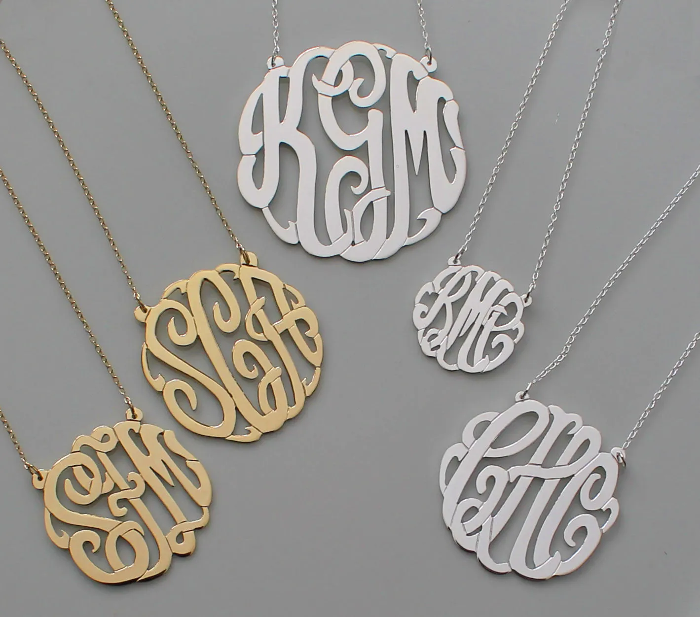 Sterling Silver Monogram Split Chain Necklace-Purple Mermaid Designs