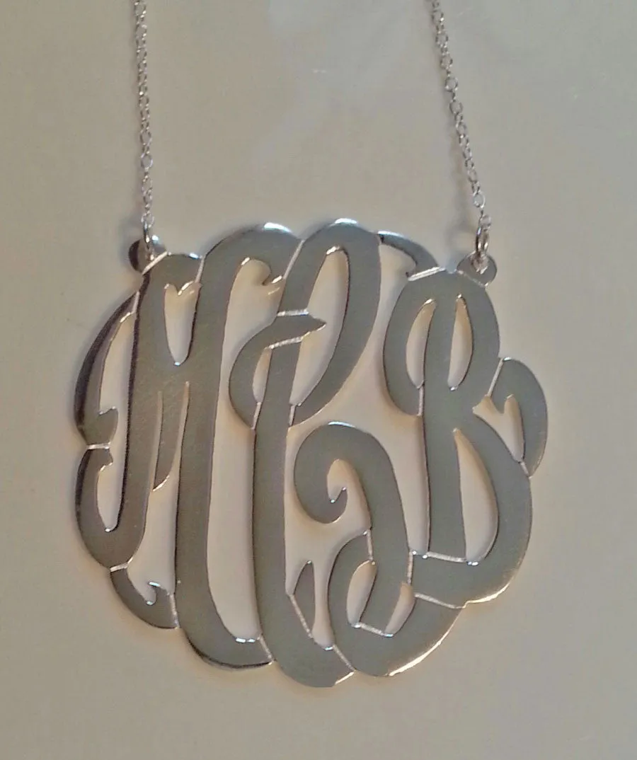 Sterling Silver Monogram Split Chain Necklace-Purple Mermaid Designs