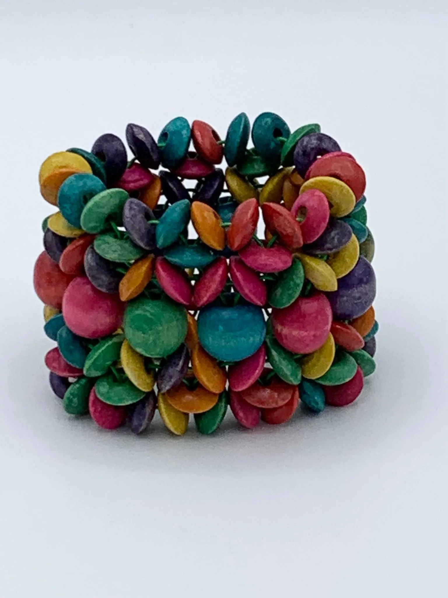 Stretch Beaded Wood Bracelet