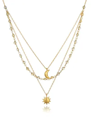 Sun Moon Citrine Triple Necklace