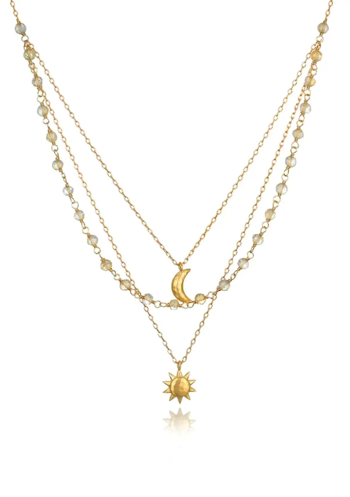 Sun Moon Citrine Triple Necklace