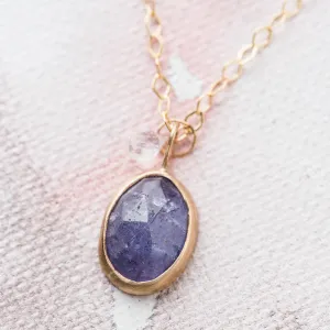 Tanzanite Oval Necklace with Moonstone in 14k Gold