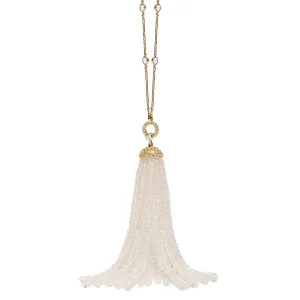 Tassle Pendant Moon Necklace with Diamond Cap