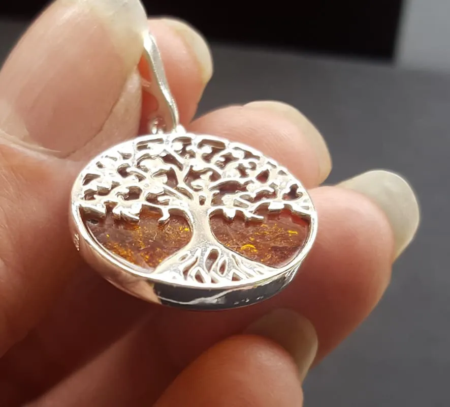 Tree Of Life Necklace With Amber