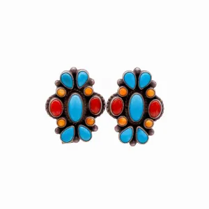 Turquoise, Coral & Spiny Oyster Shell Earrings | Artisan Handmade