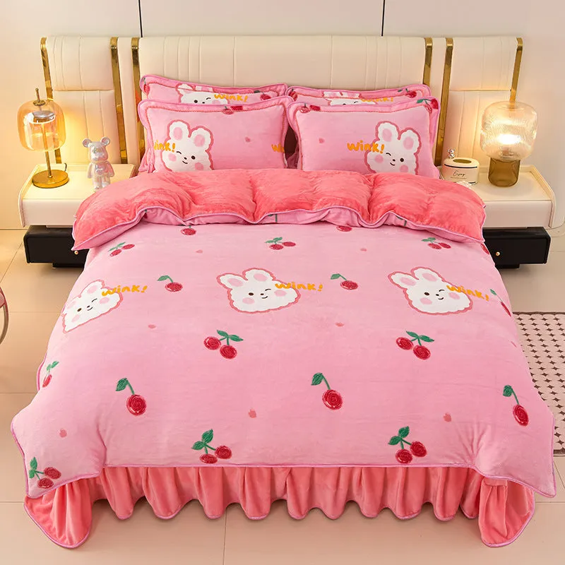 Ultra-Soft Luxury Thickened Faux Velvet 4-Piece Bedding Set