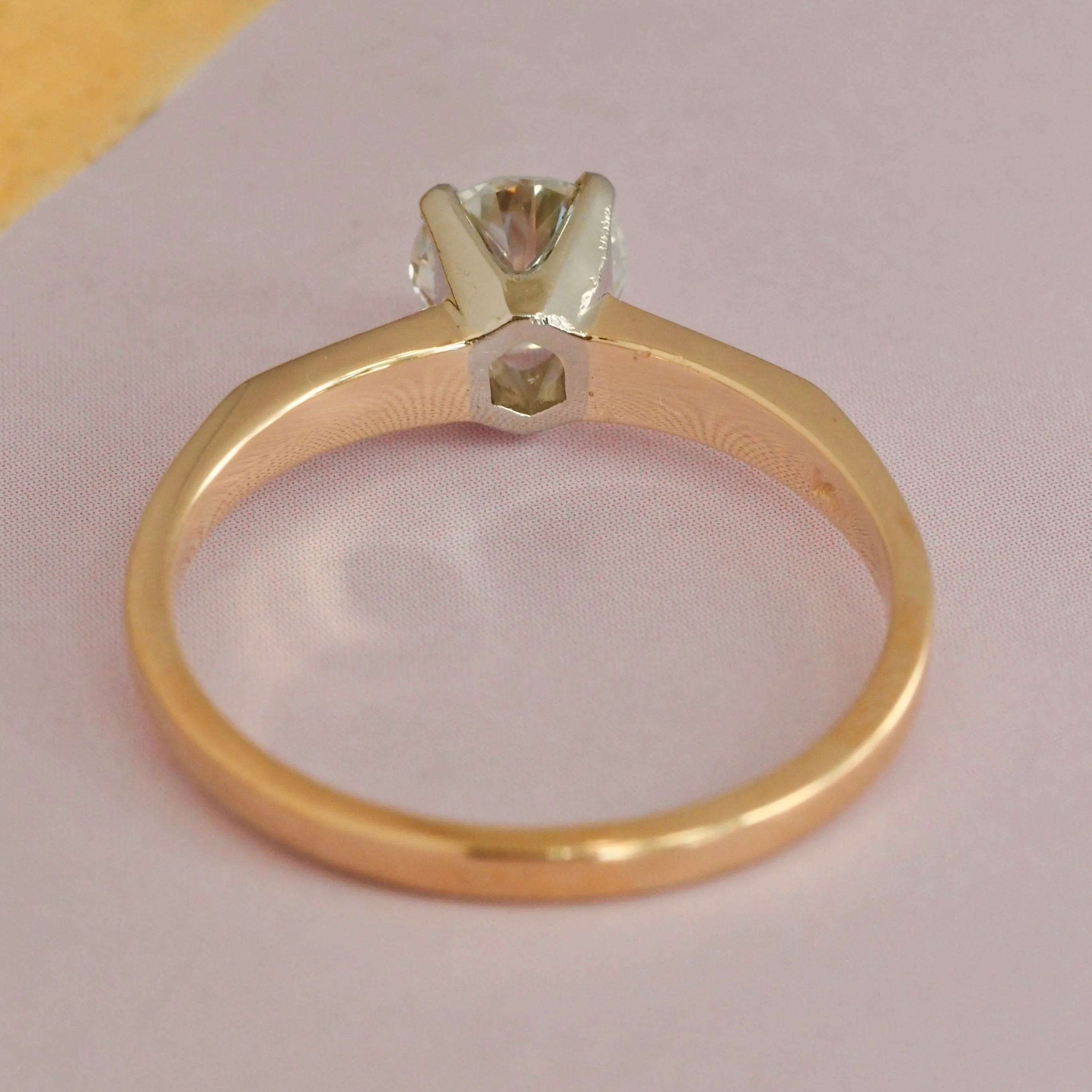 Vintage 14k Gold Transitional Cut Diamond Solitaire