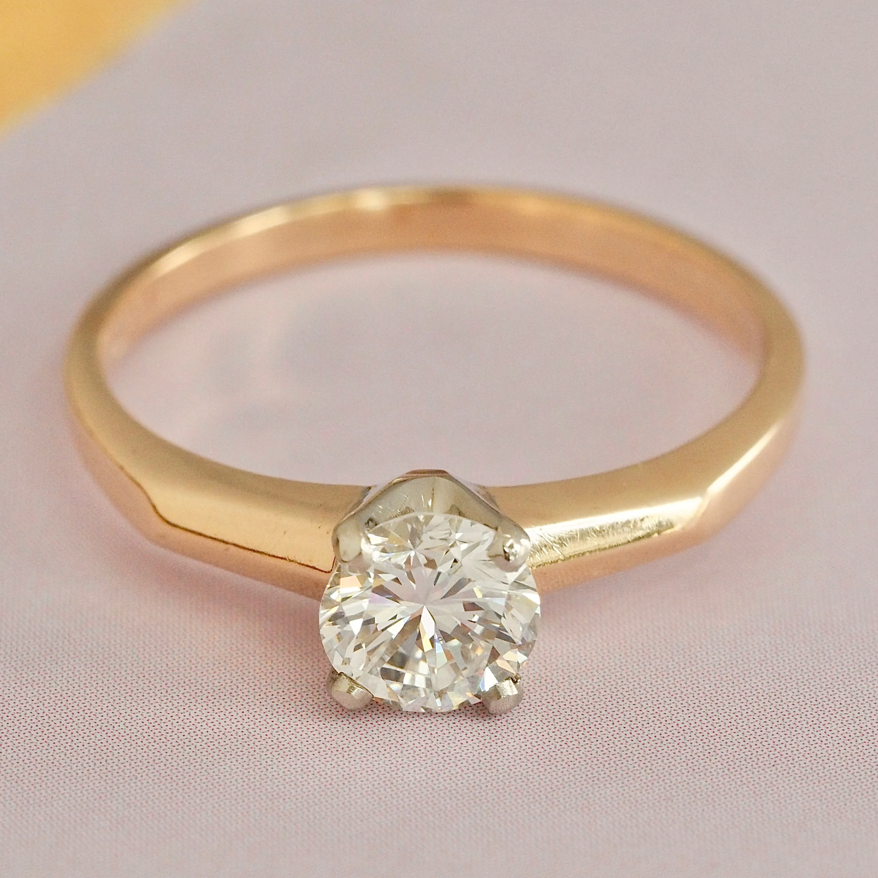 Vintage 14k Gold Transitional Cut Diamond Solitaire