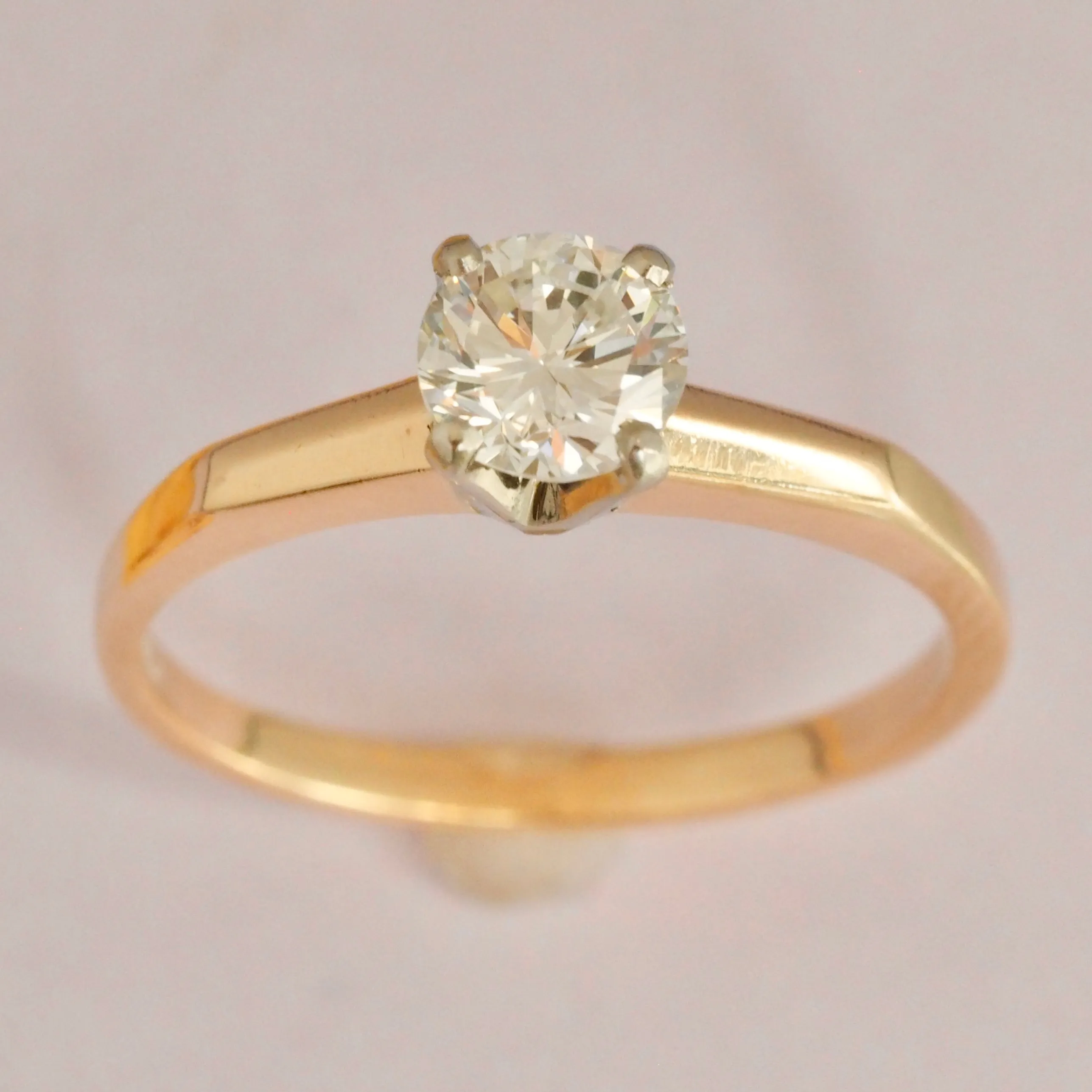 Vintage 14k Gold Transitional Cut Diamond Solitaire