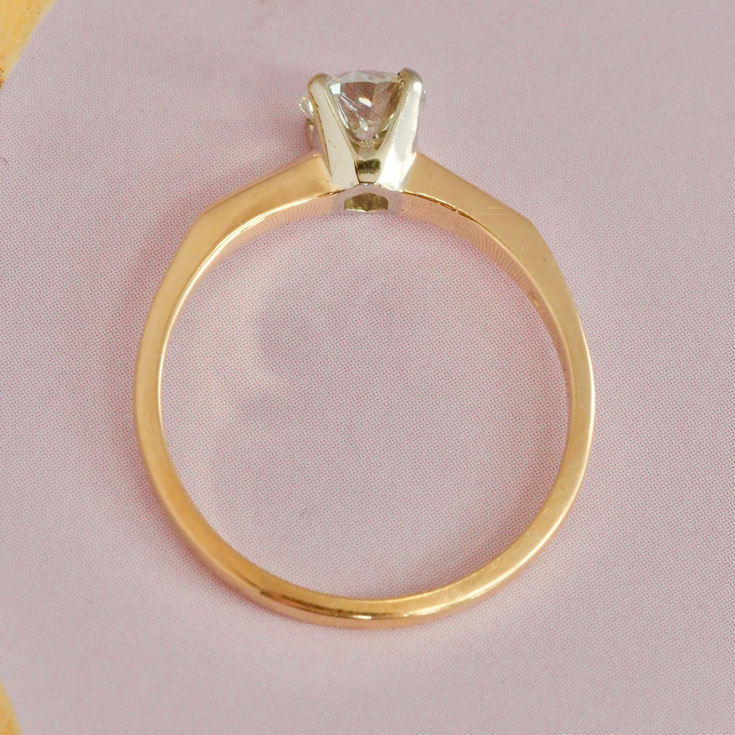 Vintage 14k Gold Transitional Cut Diamond Solitaire