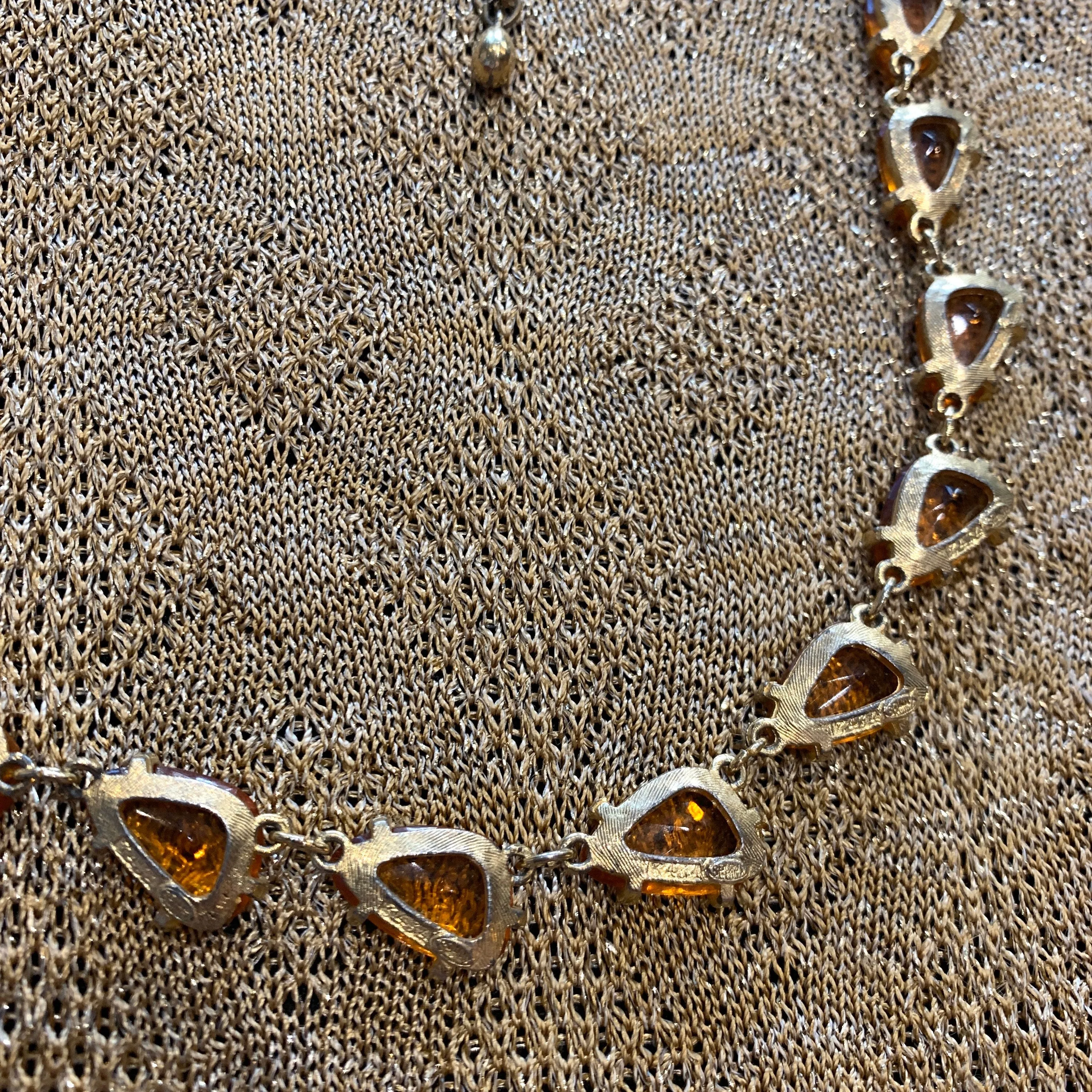 Vintage Yellow Necklace Amber Crystal by Sphinx