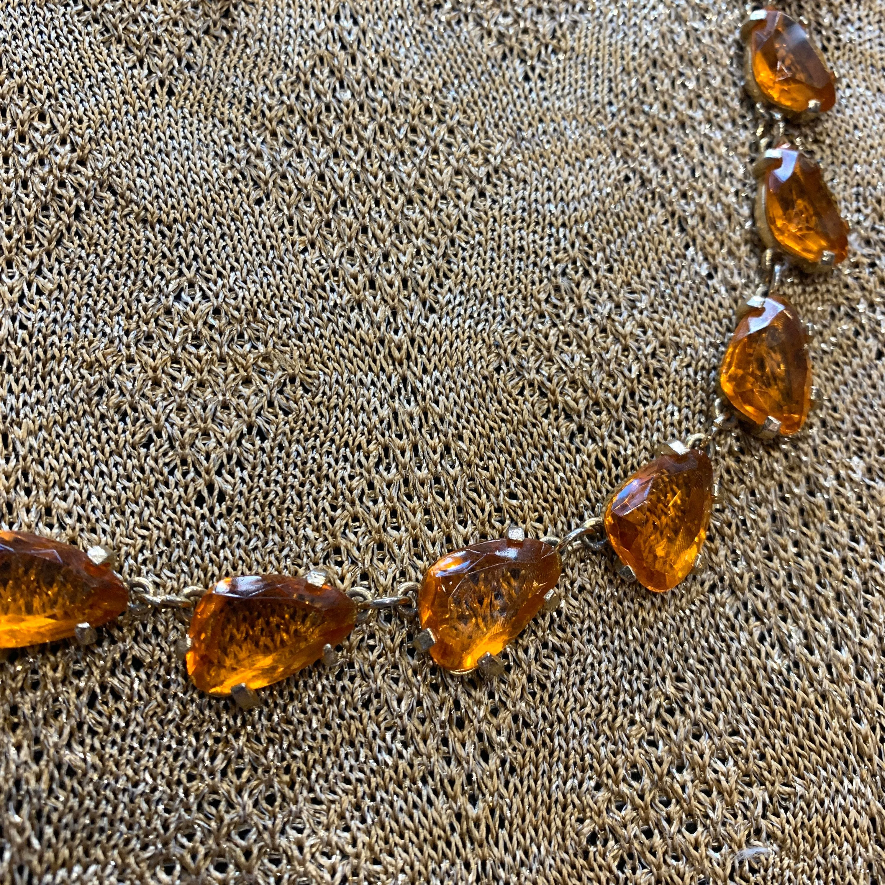 Vintage Yellow Necklace Amber Crystal by Sphinx