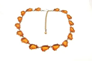 Vintage Yellow Necklace Amber Crystal by Sphinx