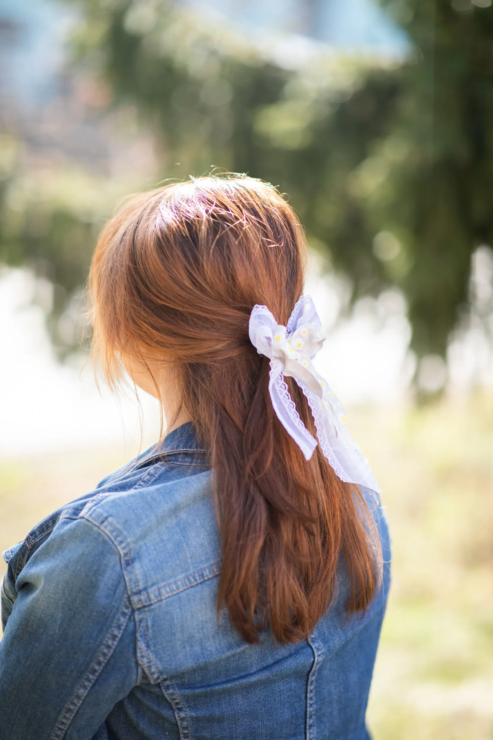 White hair bow Barrette clip Daisy flower hair bow Wedding barrette clip Back to school 2021 Ponytail hair clip Magaela Headpiece Gift