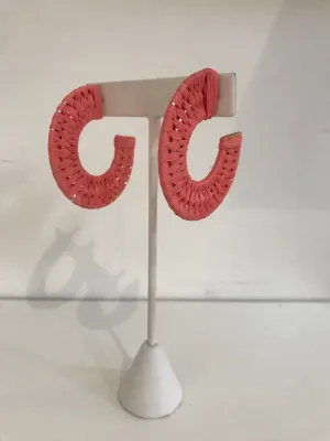 Woven Coral Hoop Earring